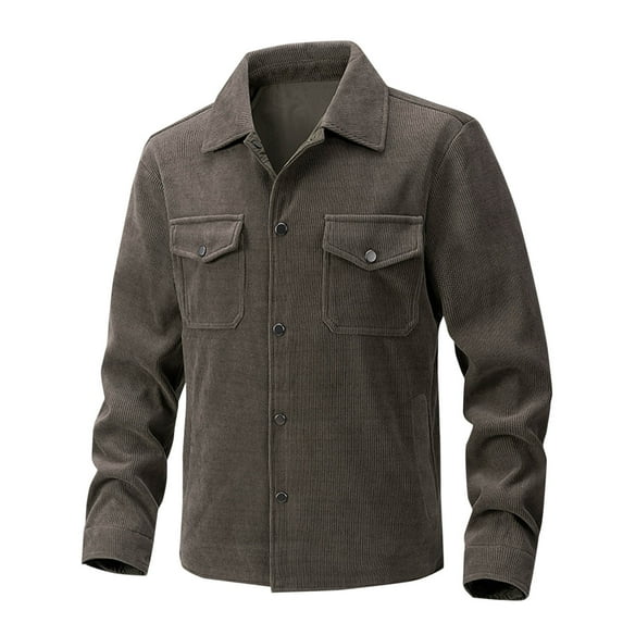 TFEOQRY Casual Jacket for Men Solid Color Business Overcoat with Pockets Long Sleeve Hoodless Outwear Coffee