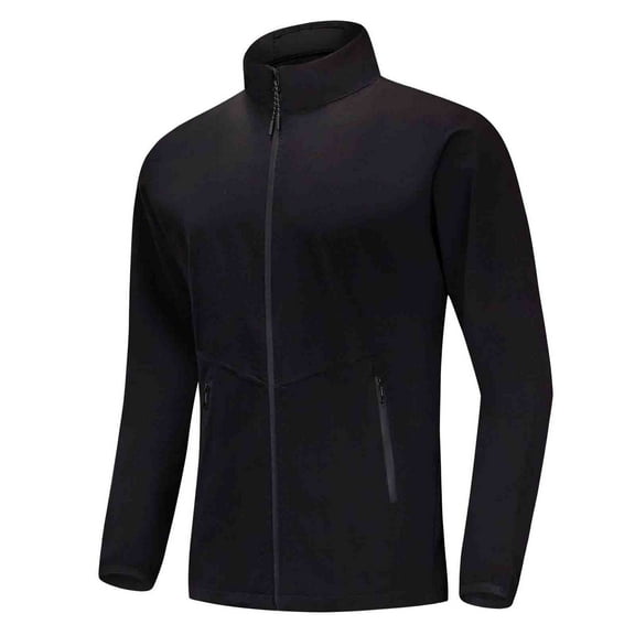 TFEOQRY Casual Jacket for Men Solid Color Windproof and Thermal Outdoor Sports Overcoat Long Sleeve Hoodless Outwear Black
