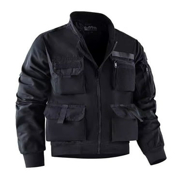 TFEOQRY Casual Jacket for Men Solid Color Zipper Overcoat with Pockets Long Sleeve Hoodless Outwear Blue