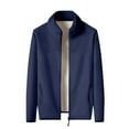 thumbnail image 1 of TFEOQRY Casual Jacket for Men Solid Color Zipper Overcoat with Pockets Long Sleeve Hoodless Outwear Dark Blue, 1 of 7