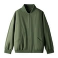 thumbnail image 1 of TFEOQRY Casual Jacket for Men Solid Color Zipper Overcoat with Pockets Long Sleeve Hoodless Outwear Green, 1 of 4