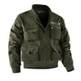 thumbnail image 1 of TFEOQRY Casual Jacket for Men Solid Color Zipper Overcoat with Pockets Long Sleeve Hoodless Outwear Olive Green, 1 of 8