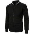 thumbnail image 1 of TFEOQRY Casual Jacket for Men Solid Color Zipper Sweatshirt Jacket Overcoat Long Sleeve Hoodless Outwear Black, 1 of 6