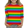 thumbnail image 1 of TFEOQRY Children Boys And Girls pullover shirt tops Casual stripe Printed Three-quarter Sleeve Round Neck Top Pullover Bottoming Shirt, 1 of 4