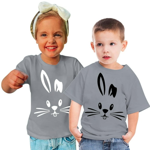 TFEOQRY Children Boys Girls Blouses Shirts Fashion Cute Round Neck Printed Short Sleeve Top