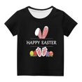 thumbnail image 1 of TFEOQRY Children Boys Girls Fashion T-shirts Cute Easter Ears Easter Eggs Print Round Neck Short Sleeve Top, 1 of 4