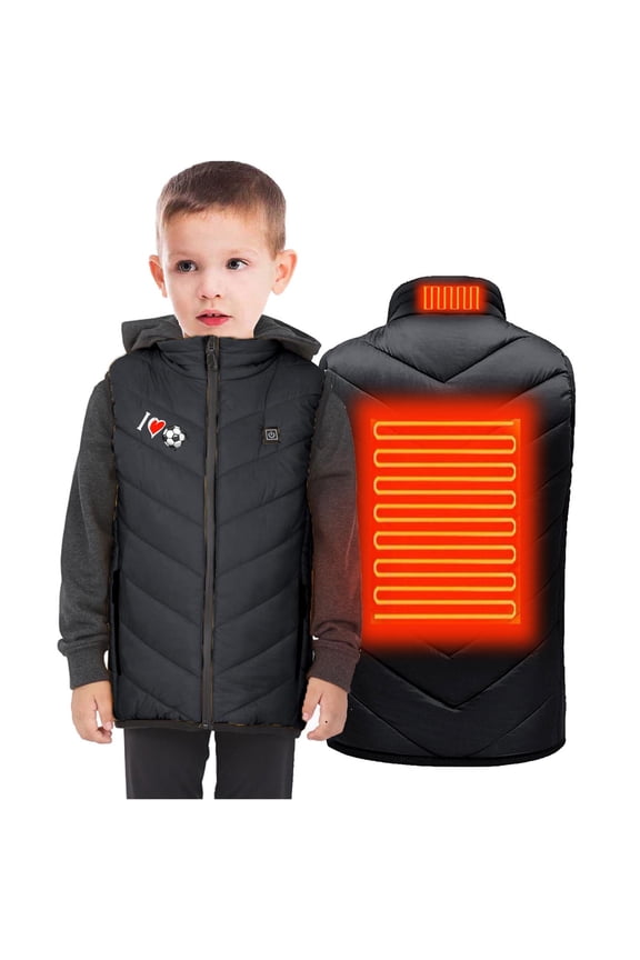 Children Boys Girls Winter Heated Vest Usb Intelligent Constant Temperature Thickened Tank Tops 2 Areas Heated Thermal Jacket Coat Black