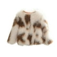 thumbnail image 1 of TFEOQRY Children Boys and Girls Tie-Dye Faux Fur Thicke Thermal Long Sleeves Round Neck Coat Bottom Layer Leather Artificialfur Brown, 1 of 1