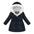thumbnail image 1 of TFEOQRY Children Boys and Girls Winter Solid Color Padded Coats Waist Long Collar Hooded Jacket Cotton Coat Black-2, 1 of 8