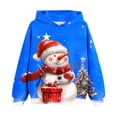 thumbnail image 1 of TFEOQRY Children Christmas Sweatshirts for Girls and Boys Sweatshirt Cute Cartoon Christmas Snowman Printed Hoodies Long Sleeved Hooded Sweatshirts Blue, 1 of 3