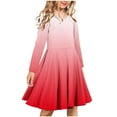 thumbnail image 1 of TFEOQRY Children Girls A Line Dress Gradient Long Sleeve Stretchy Dress Round Neck Tutu Dress Red, 1 of 4