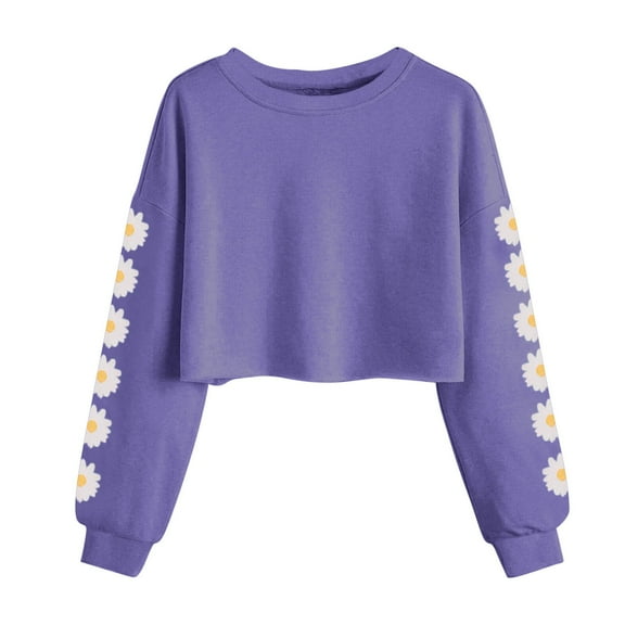 TFEOQRY Children Girls Blouses New Fashionable Long Sleeved Printed Pullover Short Top Shirt