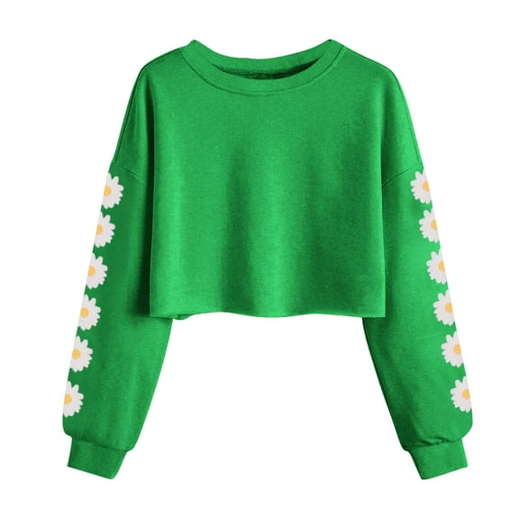 TFEOQRY Children Girls Blouses New Fashionable Long Sleeved Printed Pullover Short Top Shirt