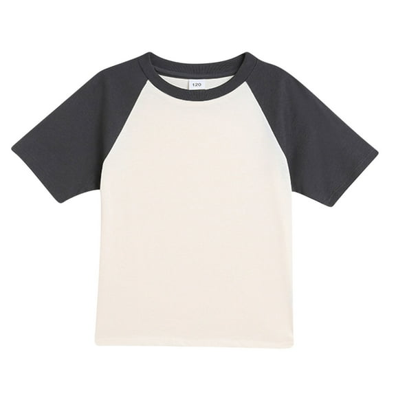 TFEOQRY Children Girls' Color Block Cotton T-Shirts Fashion Cute Splicing Soft Short Sleeve Pullover Top