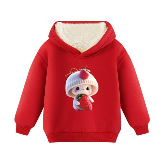 TFEOQRY Children Girls Hooded Sweatshirts Fashion Casual Long Sleeve Composite Velvet Tops Hoodie Lamb Wool and Thickening Tops