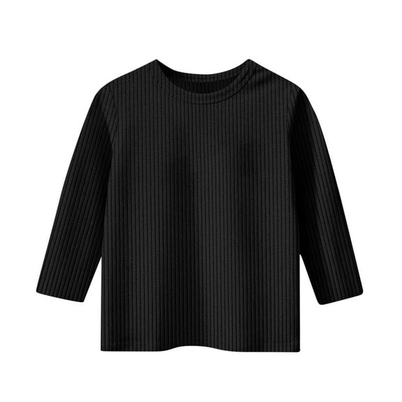 TFEOQRY Children Girls Solid Color Shirts Long Sleeved Round Neck Top Blouse