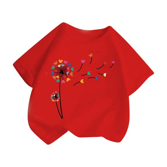 TFEOQRY Children Girls and Boys Trendy T-Shirt Printed Round-Neck Comfortable Loose T-Shirt Short Sleeve Blouse Casual Tops
