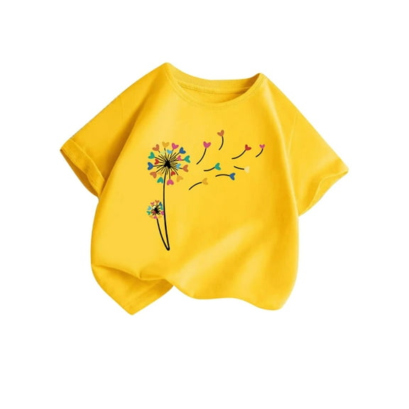TFEOQRY Children Girls and Boys Trendy T-Shirt Printed Round-Neck Comfortable Loose T-Shirt Short Sleeve Blouse Casual Tops