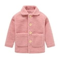 thumbnail image 1 of TFEOQRY Children Kids Girls polar fleece button coat jacket Fashion Solid Color Windproof Padded Clothes Jacket Lapel Coat Pink, 1 of 1