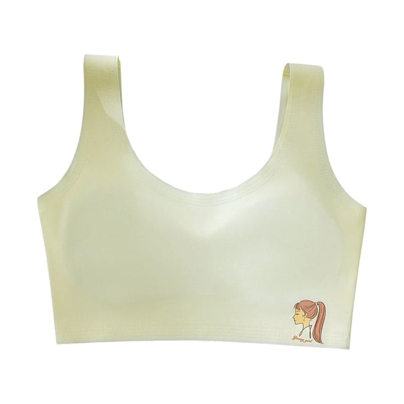 TFEOQRY Children Young Girls Solid Color Developmental Bra Soft Comfortable Breathable Children Thin Style Student Bra Underwear Yellow