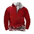 thumbnail image 1 of TFEOQRY Christmas Hoodless Pullover Sweatshirt for Men Casual Christmas Snowflake Print Half Zip Top Pullover Long Sleeve Tops Sweatshirt Red-1, 1 of 5