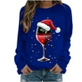 thumbnail image 1 of TFEOQRY Christmas Women's Sweatshirts Fashion Casual Loose Beautiful Christmas Printed Pullover Shirt Long Sleeve Round Neck Hoodless Sweatshirts Blue-6, 1 of 3