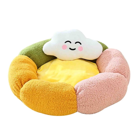Deeceymbur Cloud Cat Bed With Pillow Donut Pet Bed Flower Petal Cover Small Dog Bed Round Puppy Kitten Nest Washable