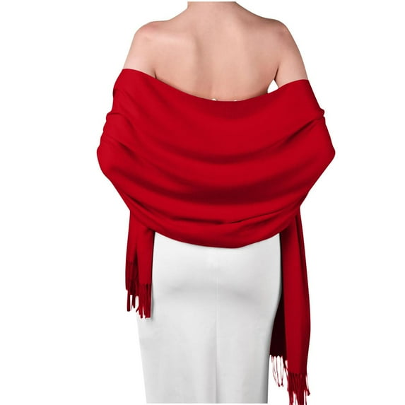 TFEOQRY Fashion Warm Tassel Solid Color Scarf for Women Winter Scarf Shawl Suitable for Wedding Evening Dress Shawl Red