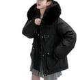 thumbnail image 1 of TFEOQRY Fashion Women Cotton Padded Coats Casual Comfortable Long Sleeve Hooded Pocket Drawstring Parkas Black, 1 of 8