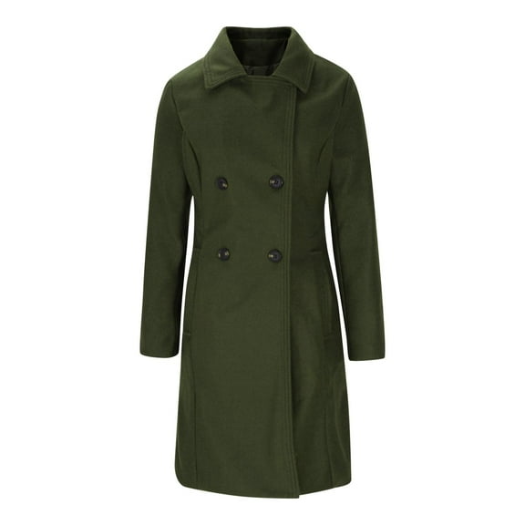 TFEOQRY Fashion Women Woolen Overcoat Solid Color Long Sleeved Hoodless Outwear with Pockets Turndown Collar Hoodless Casual Jacket Coat Blouse Olive Green