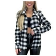 thumbnail image 1 of TFEOQRY Fashion Women's Casual Lapel Outwear Jacket Long Sleeve Plaid Print Turndow Neck Tops Blouse Coat Black, 1 of 6