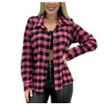 thumbnail image 1 of TFEOQRY Fashion Women's Casual Lapel Outwear Jacket Long Sleeve Plaid Print Turndow Neck Tops Blouse Coat Hot Pink, 1 of 6
