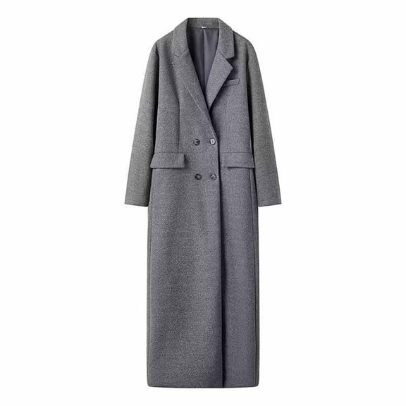 TFEOQRY Fashion Women's Casual Woolen Overcoat Long Sleeve Loose Solid Color Long Looped Woolen Coat Jacket Gray