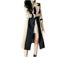 thumbnail image 1 of TFEOQRY Fashion Women's Color Block Lapel Long Coat Casual Comfortable Color Match Long Sleeve Button Hoodless Turndown Neck Outerwear Coat Top with Pockets Khaki, 1 of 7