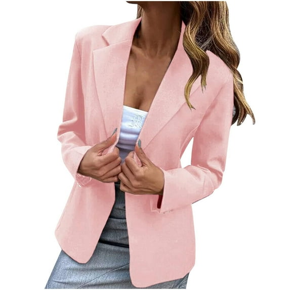 TFEOQRY Fashion Women's Suit Cardigan Solid Color Button Jacket Long Sleeved Casual Outwear Pink