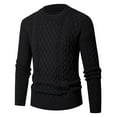 thumbnail image 1 of TFEOQRY Fashionable Men's Round Neck Sweater Long Sleeved Solid Color Pullover Knitted Sweater Tops Black, 1 of 5