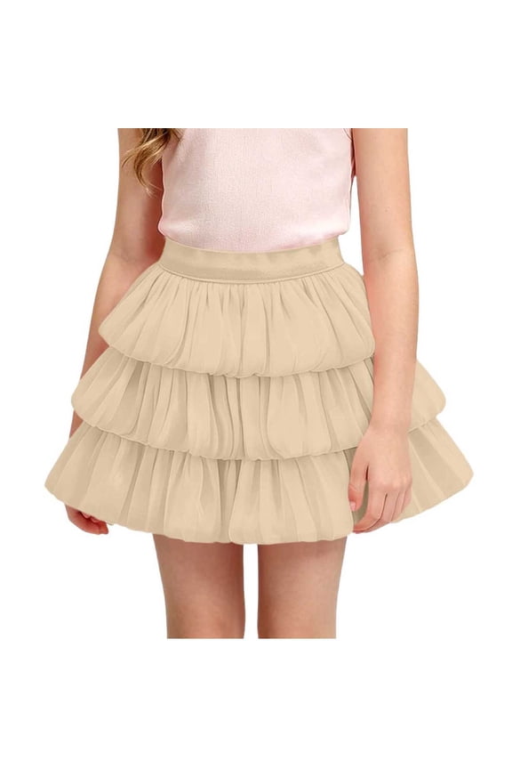 Girls' Ruffle Tulle Mini Skirt High Waist Elastic Waist A Line Princess Tutu Skirt