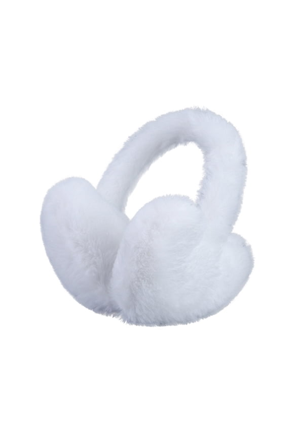 Heart-Shaped Plush Earmuffs for Women Winter Solid Color Ear Protection Keep Warm Head-Mounted Fluff Earmuffs White
