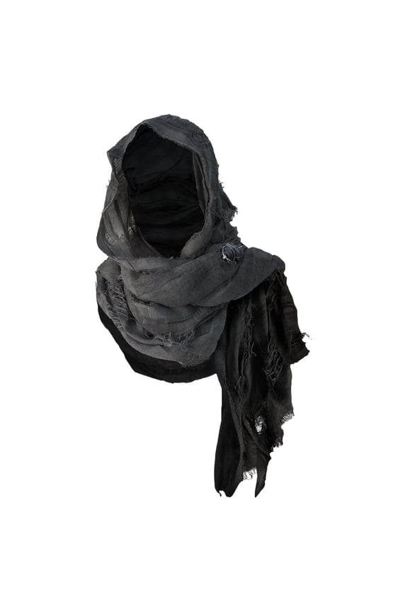 Hooded Shawl Wrap Lightweight Medieval Renaissance Scarf With Brooch Casual Festival Outfit Black