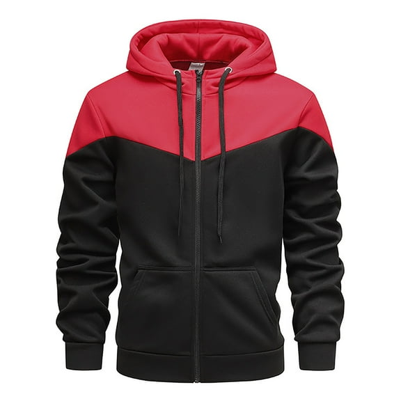 TFEOQRY Hooded Sweatshirts for Men Casual Zipper Jackets with Pockets Long Sleeve Hooded Tops Black