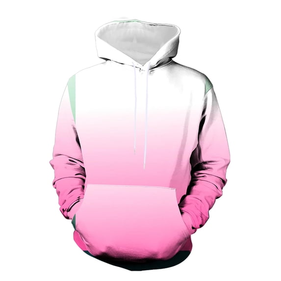TFEOQRY Hooded Sweatshirts for Men Gradient Printed Pullover with Pockets Long Sleeve Hooded Tops Sweatshirt Pink
