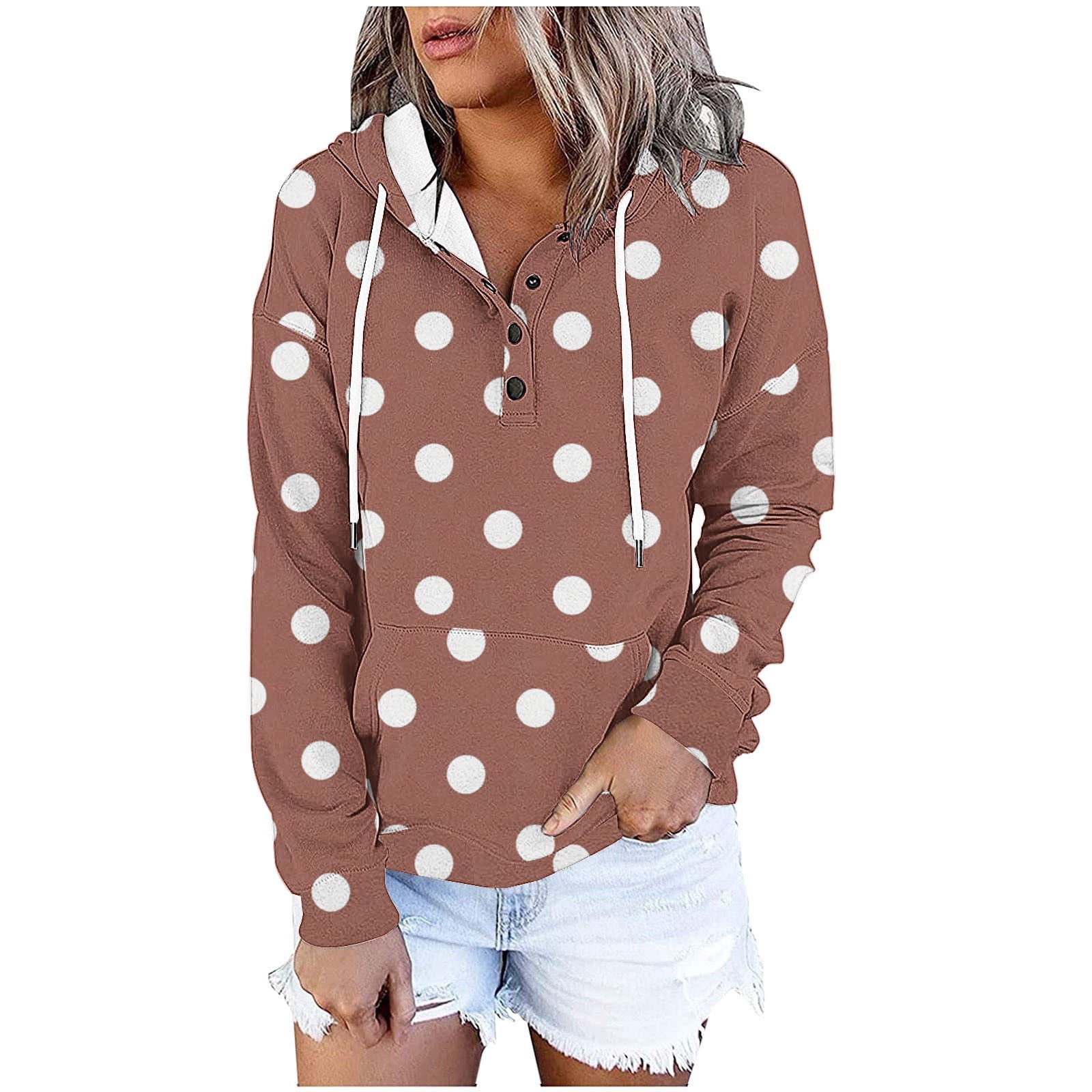 Felpa Donna Jaamauk Cotone Terry | Strisce E Pois Manica Lunga Girocollo Taglie Forti