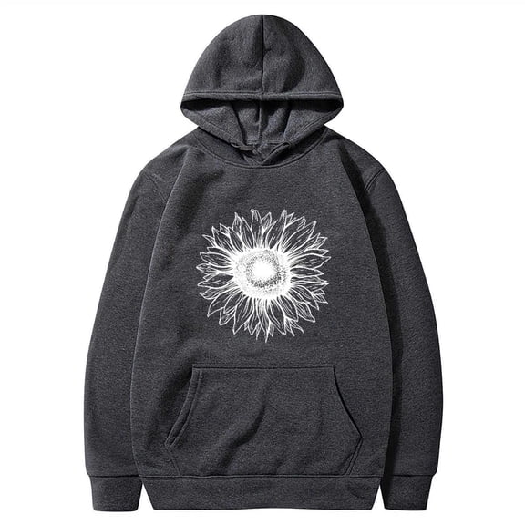 TFEOQRY Hooded Sweatshirts for Women Fashionable Personalized Printed Pullover Long Sleeve Hooded Tops Sweatshirt Dark Gray