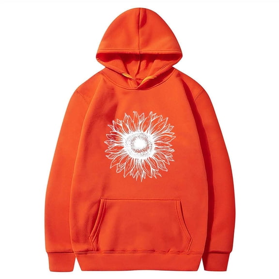 TFEOQRY Hooded Sweatshirts for Women Fashionable Personalized Printed Pullover Long Sleeve Hooded Tops Sweatshirt Orange