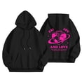 thumbnail image 1 of TFEOQRY Hooded Sweatshirts for Women Loose Personalized Print Design Pullover Long Sleeve Hooded Tops Sweatshirt Black, 1 of 3
