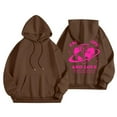 thumbnail image 1 of TFEOQRY Hooded Sweatshirts for Women Loose Personalized Print Design Pullover Long Sleeve Hooded Tops Sweatshirt Brown, 1 of 3