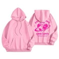 thumbnail image 1 of TFEOQRY Hooded Sweatshirts for Women Loose Personalized Print Design Pullover Long Sleeve Hooded Tops Sweatshirt Pink, 1 of 3