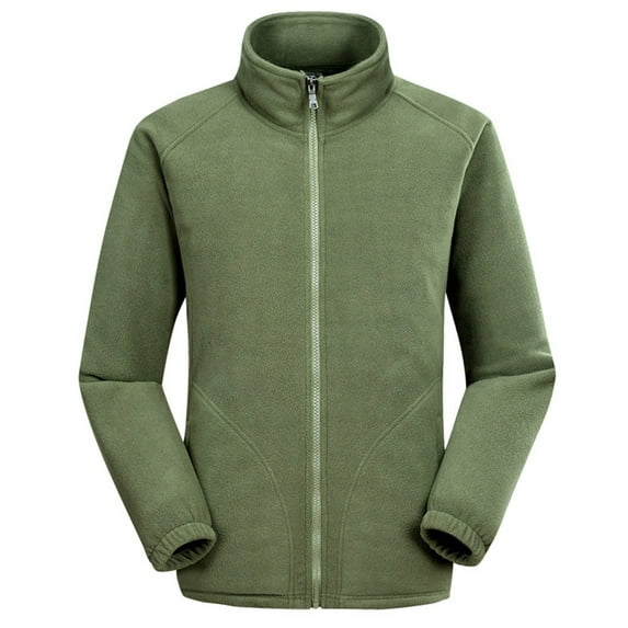 TFEOQRY Hoodless Sweatshirts for Men Solid Color Casual Zipper Jackets Long Sleeved Standing Collar Tops Green