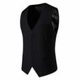 thumbnail image 1 of TFEOQRY Hoodless Vest for Men Slim Fit Single Breasted Solid Color Jackets Waistcoat Sleeveless Outwear Black, 1 of 3