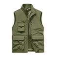thumbnail image 1 of TFEOQRY Hoodless Vest for Men Solid Color Zipper Outdoor Sports Workwear Jackets Waistcoat Sleeveless Outwear Olive Green, 1 of 4